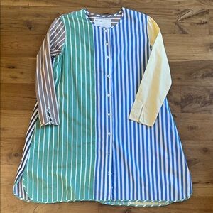 Entire World | Striped Multicolor Button-Down Dress | Sz Medium